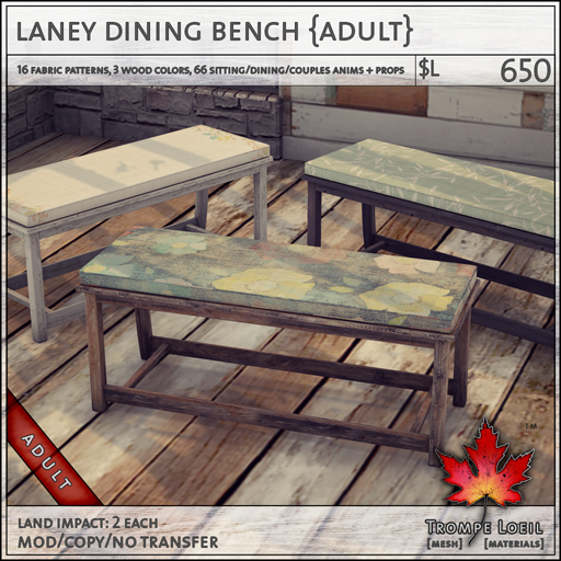 laney dining bench Adult L650