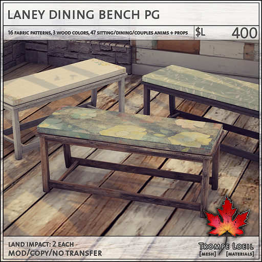 laney dining bench PG L400