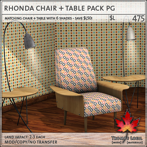 rhonda chair table pack PG L475