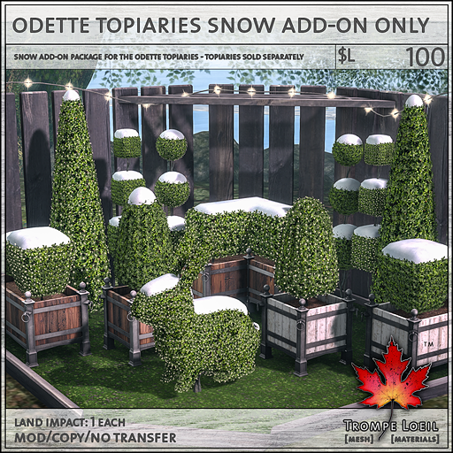 odette topiaries snow add-on only L100