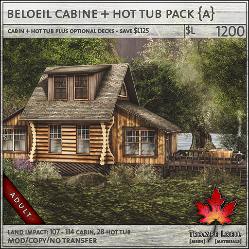beloeil cabine and hot tub Adult sales L1200
