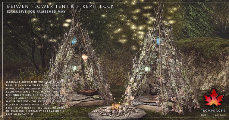 Beiwen Flower Tent & Firepit Rock for FaMESHed May