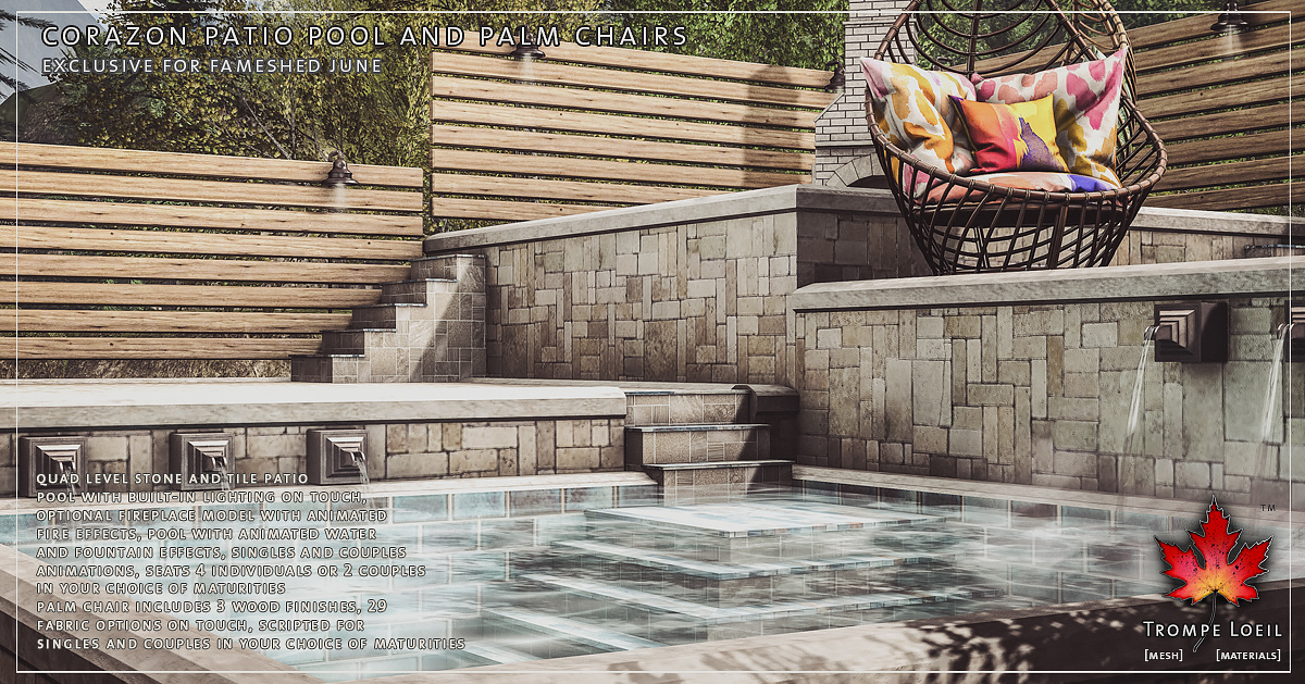 Corazon Patio Pool & Palm Chairs for FaMESHed June