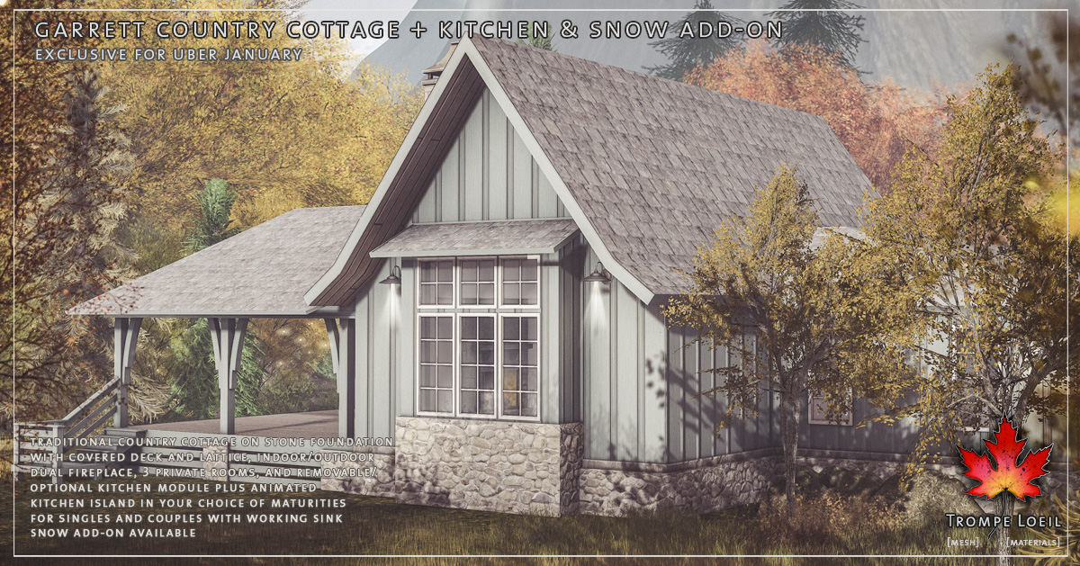 Garrett Country Cottage + Kitchen & Snow Add-On for Uber January
