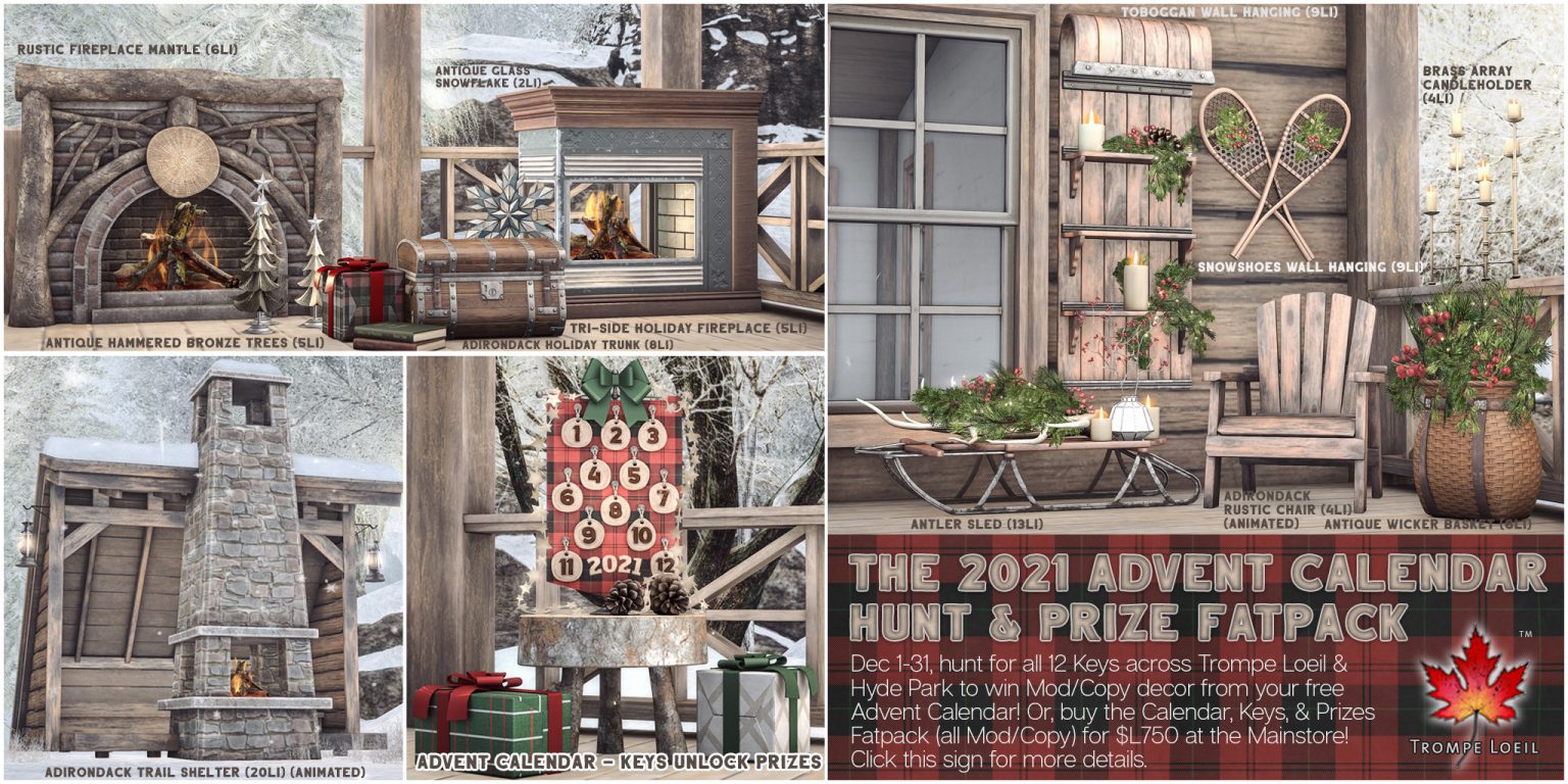 The 2021 Advent Calendar, Prizes, and Hunt starting Dec 1 Trompe Loeil