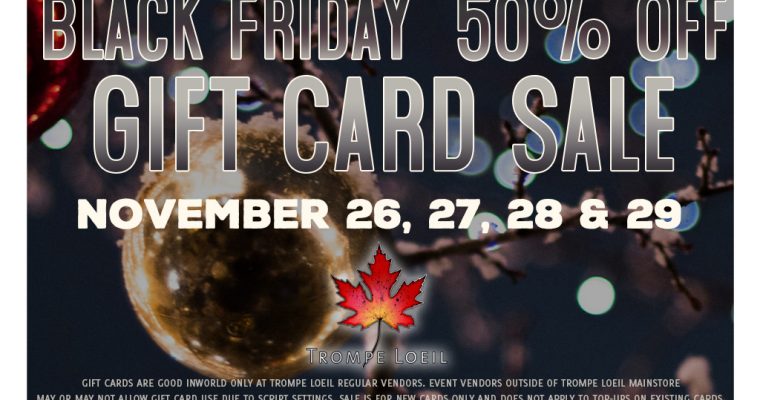 Black Friday 2021 Gift Card Sale – 50% Off Nov 26-29