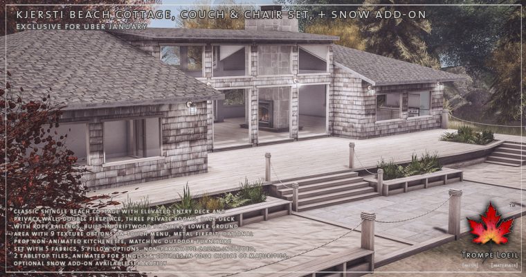 Kjersti Beach Cottage, Couch & Chair Set, & Snow Add-On for Uber January