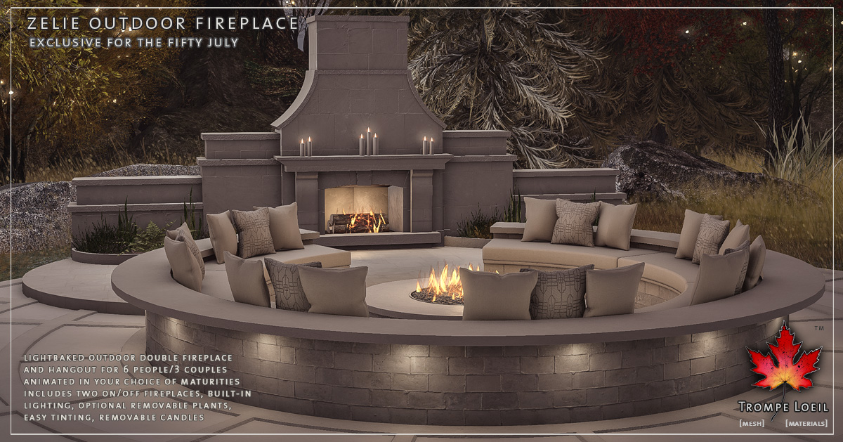 Zelie Outdoor Fireplace for The Fifty July