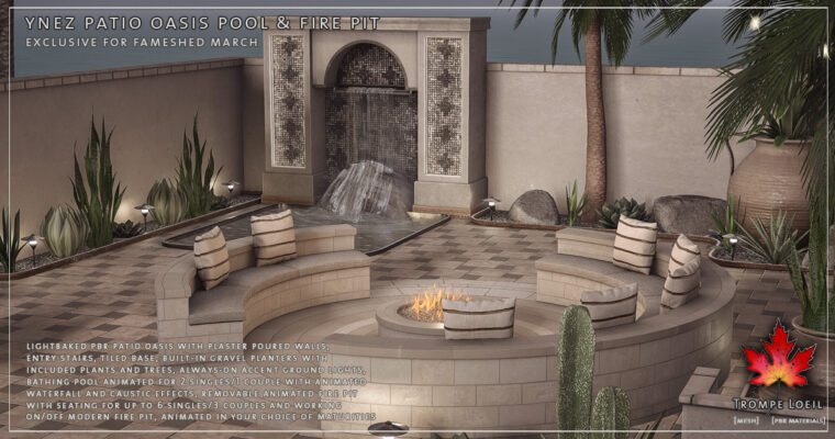 Ynez Oasis Patio Pool & Fire Pit for FaMESHed March