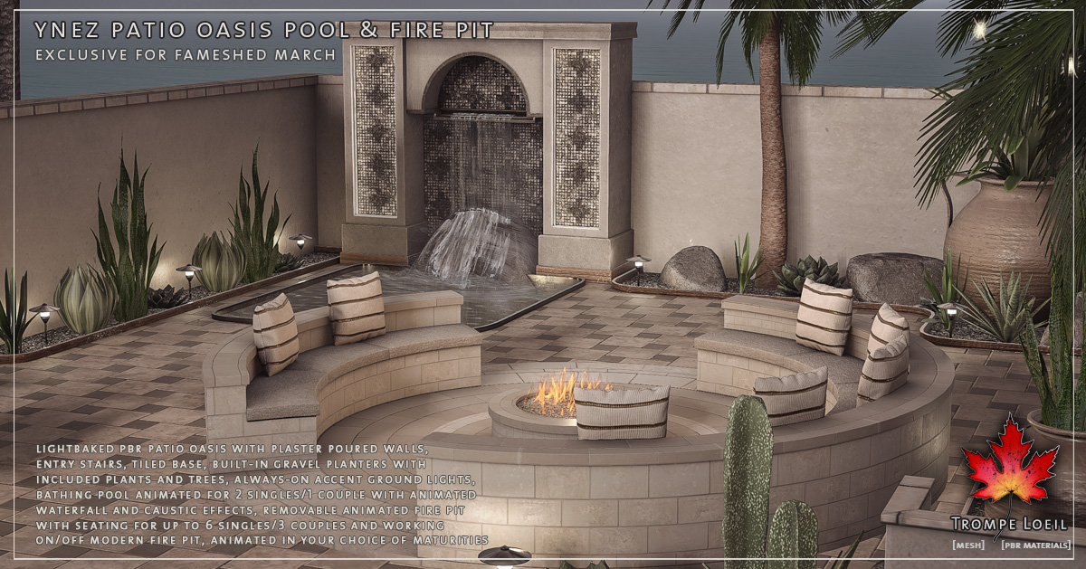 Ynez Oasis Patio Pool & Fire Pit for FaMESHed March